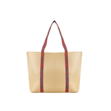Elegant Beige Faux Leather Tote Bag