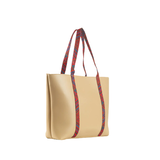 Elegant Beige Faux Leather Tote Bag