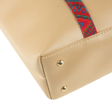 Elegant Beige Faux Leather Tote Bag