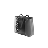 Chic Grey and Black Faux Leather Tote Bag