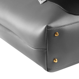 Chic Grey and Black Faux Leather Tote Bag